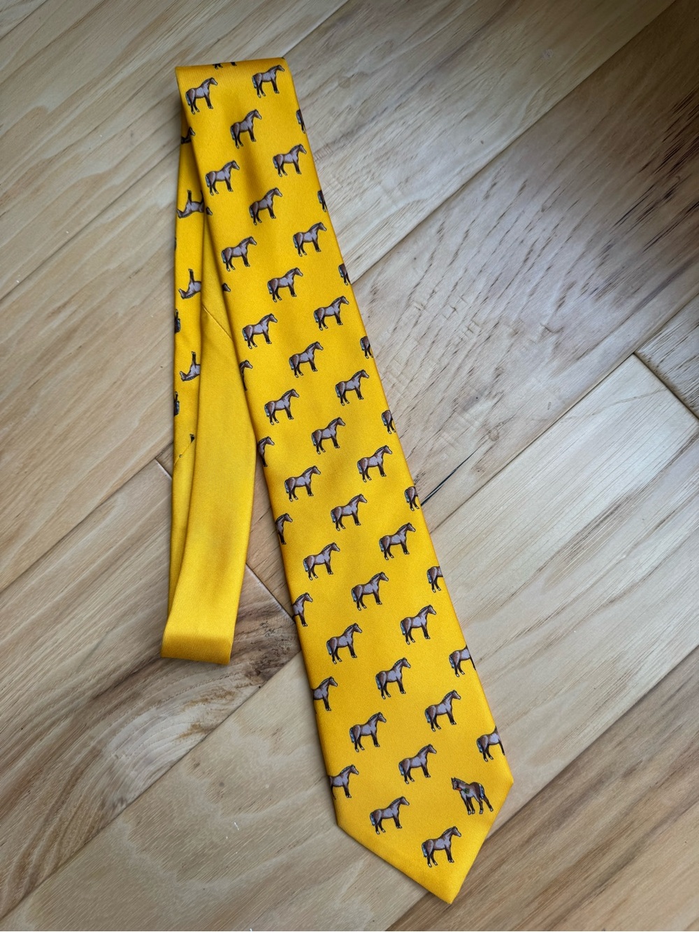 Pink by Thomas Pink luxury tie yellow silk horses Hermes made in Italy